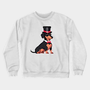 8 Bit Dachshund with Hat Crewneck Sweatshirt